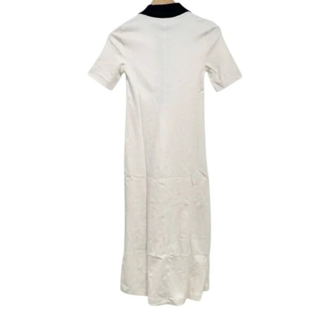 NWT AYR The Scout Dress Seashell Cream Navy Blue Midi Collar Pima Cotton XS S - Picture 4 of 6